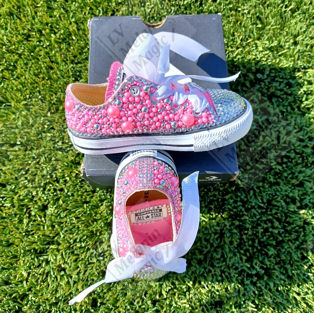 NEW Pink CUSTOM Bling CONVERSE - Toddler shoes (other colors & sizes by Request) - Picture 2 of 12